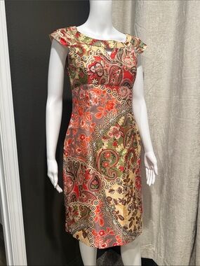 Liz Claiborne Paisley Cap-Sleeve Sheath Dress
